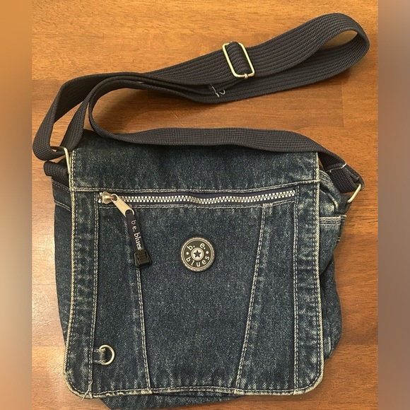 Vintage B.E. Blues Denim Crossbody Messenger Bag-FAB! - Picture 1 of 7
